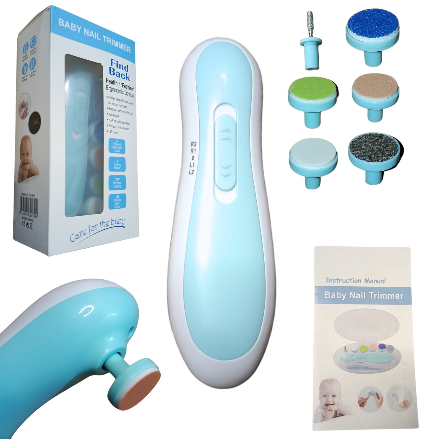 Baby Nail Trimmer with 6 Grinding Heads and LED Light