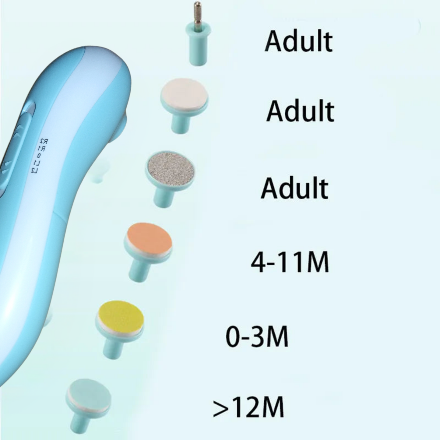 Baby Nail Trimmer with 6 Grinding Heads and LED Light