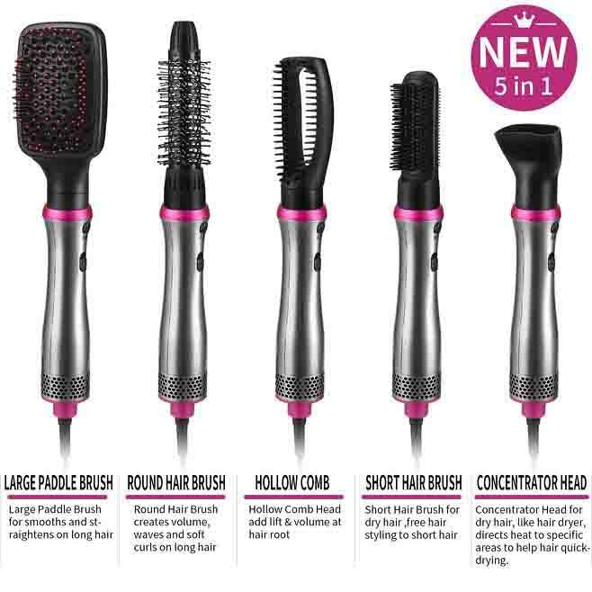 Hot Air Brush: Dry, Style, and Volumize with Ionic Technology (5-in-1)