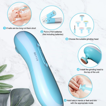 Baby Nail Trimmer with 6 Grinding Heads and LED Light