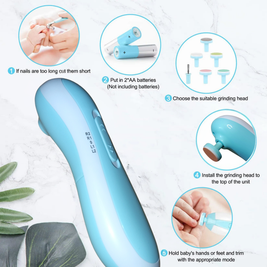 Baby Nail Trimmer with 6 Grinding Heads and LED Light