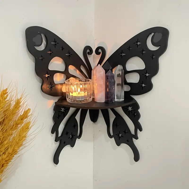 Corner Decorative Butterfly Wall Shelf (lamp is not with Shelf)