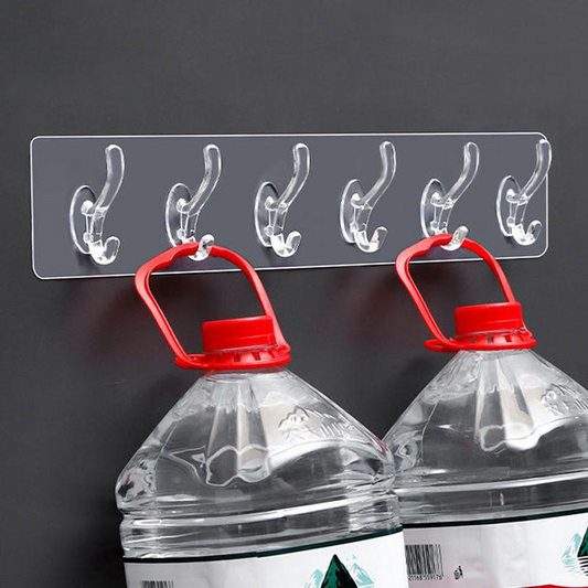 Adhesive Wall Mounted 6 Hooks and pack of 2