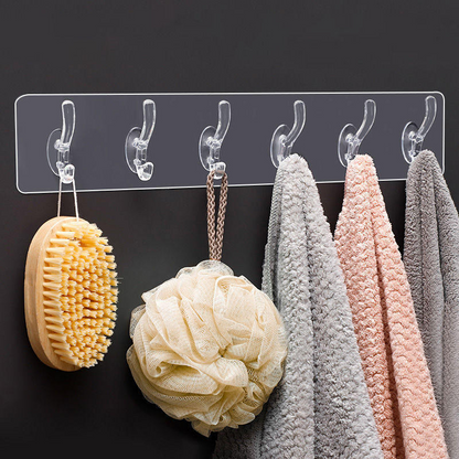 Adhesive Wall Mounted 6 Hooks and pack of 2