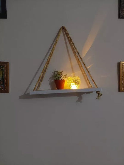 Wall Hanging Wooden Shelf With Rope