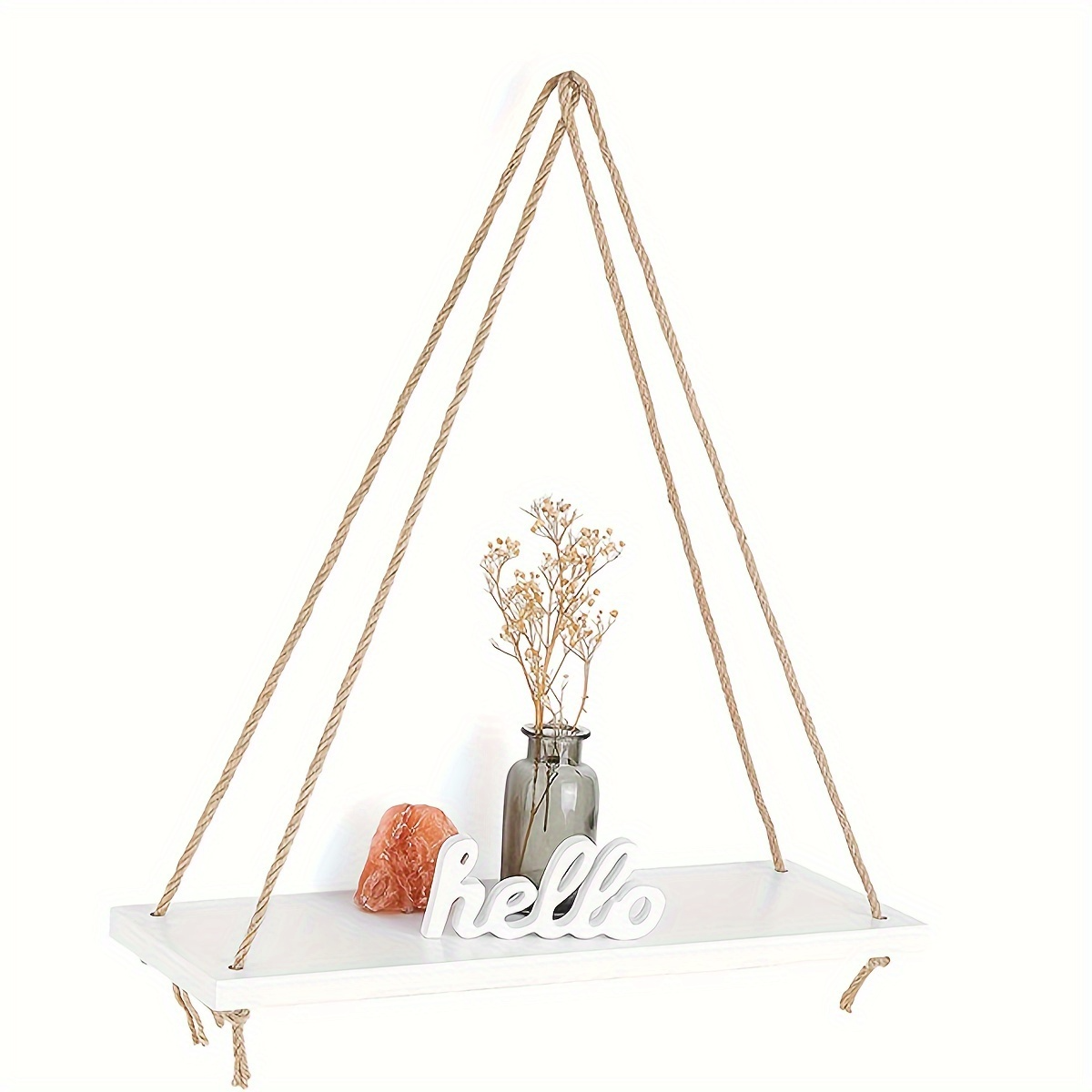 Wall Hanging Wooden Shelf With Rope