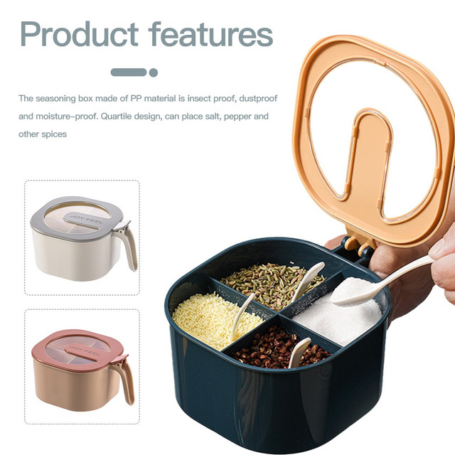 4 In 1 Masala Box Set and Spice Storage Pot